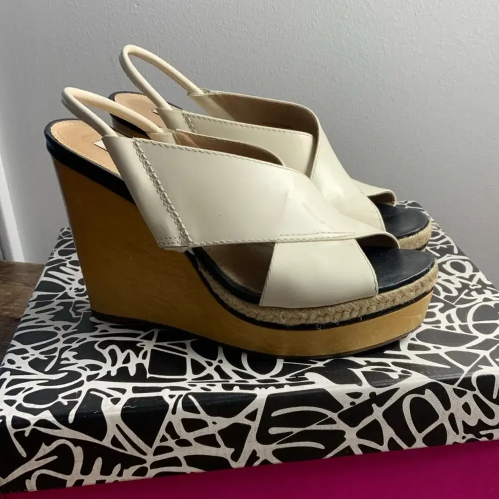 Diane von Furstenberg Crisscross‎ Leather Wedge Quiet Luxury Style